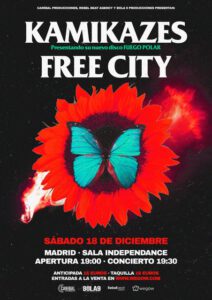 cartel concierto kamikazes y free city en madrid